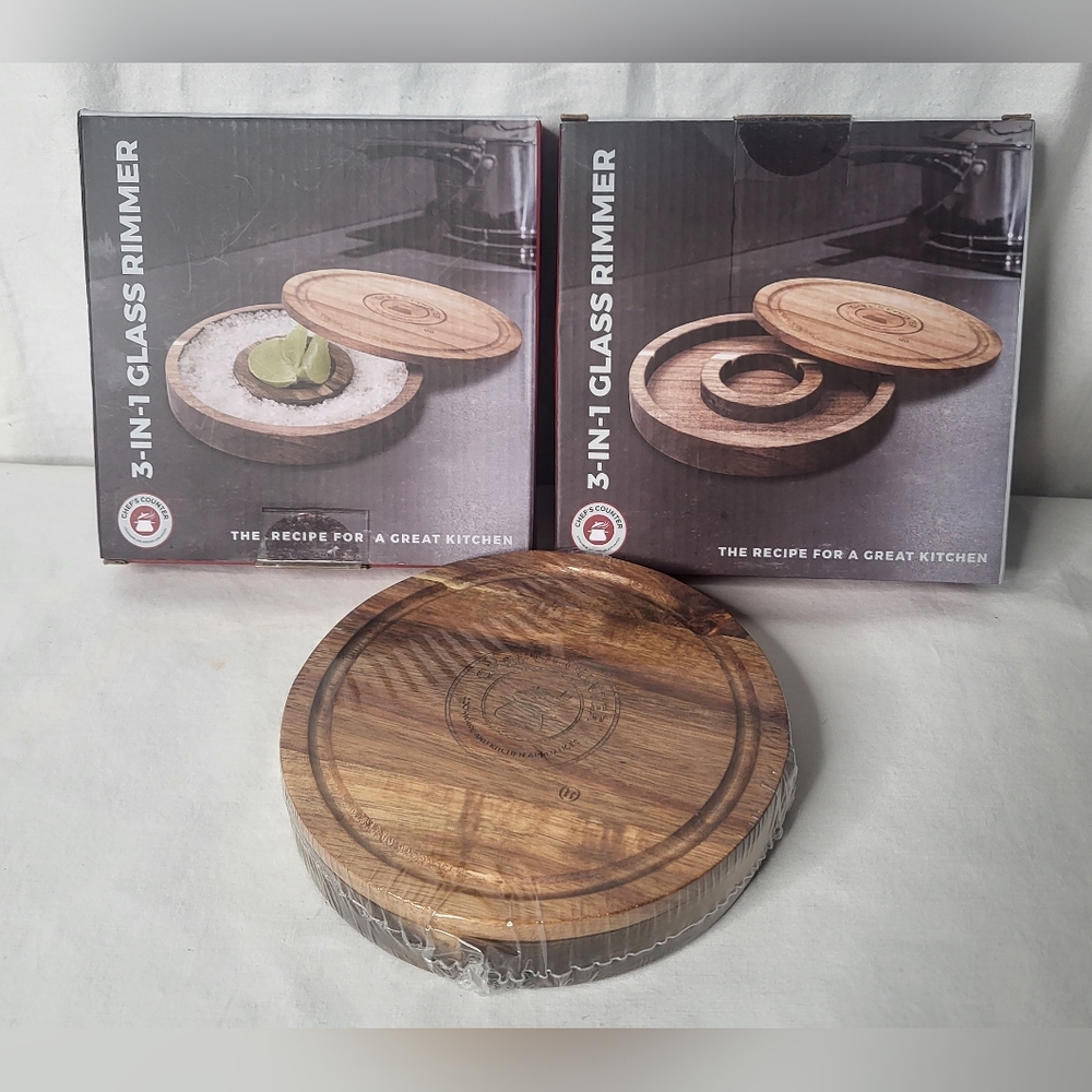 NEW Country Corner 3 In 1 Glass Rimmer Bundle Of Two Wood Glass Rimmers NIB
